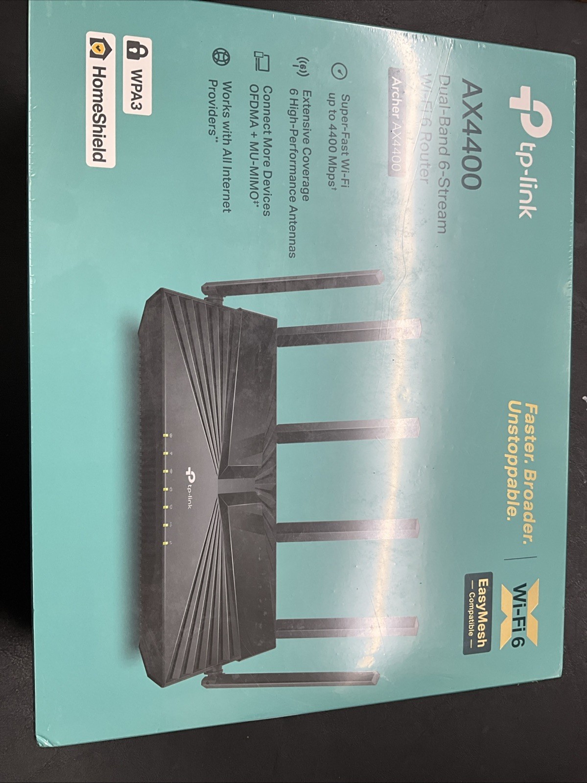 Tp-Link Dual-Band 6-Stream WiFi 6 Router Archer AX4400 Black Factory Sealed NEW