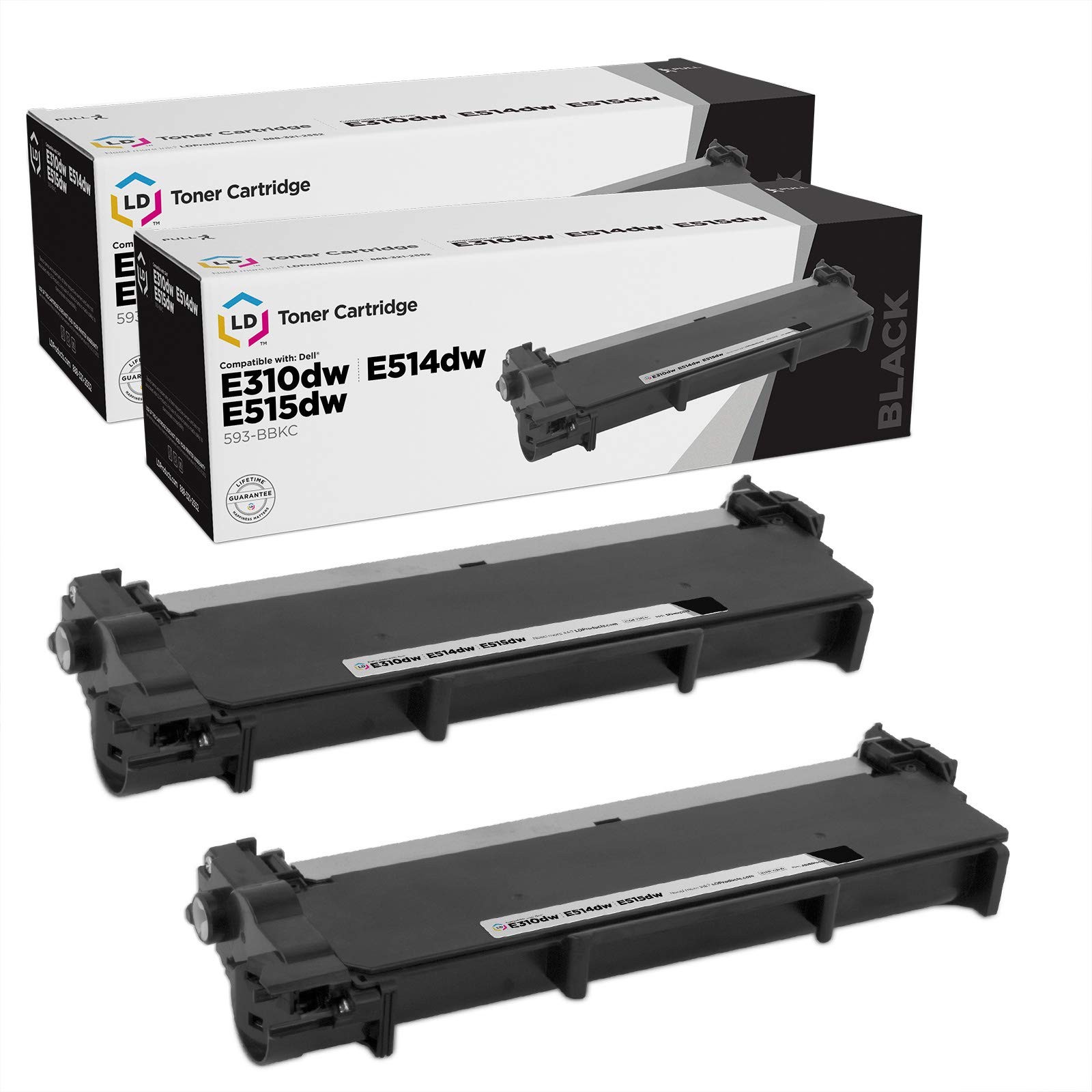 LD Compatible for Dell 593-BBKC / CVXGF Set of 2 Black Toner E310dw E514dw E515d