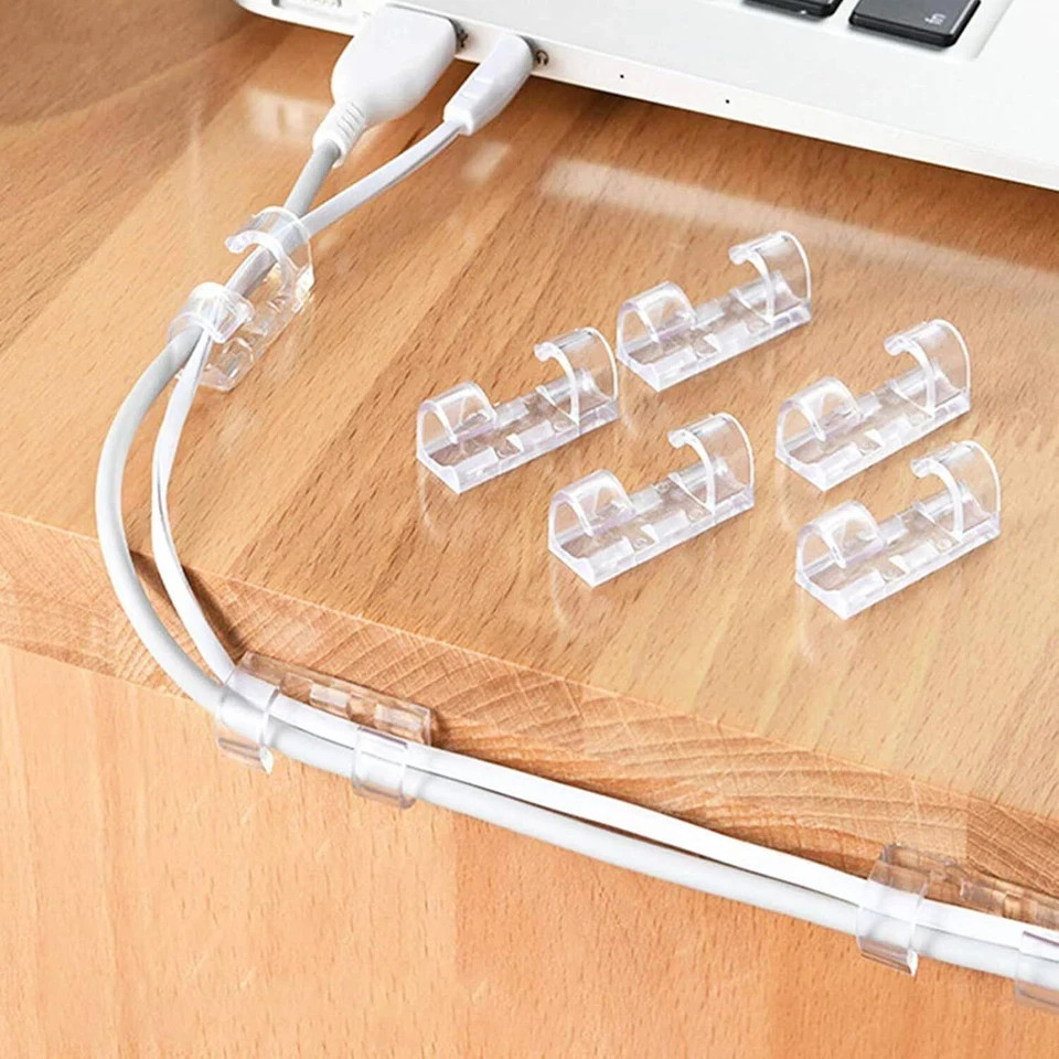 120 Pieces Self-Adhesive Cable Clips Finisher Wire Clamp Sticky Clear Cable Clip