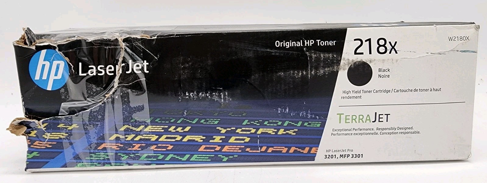 Genuine HP 218X W2180X Black High Yield TerraJet Toner Cartridge New Damaged Box