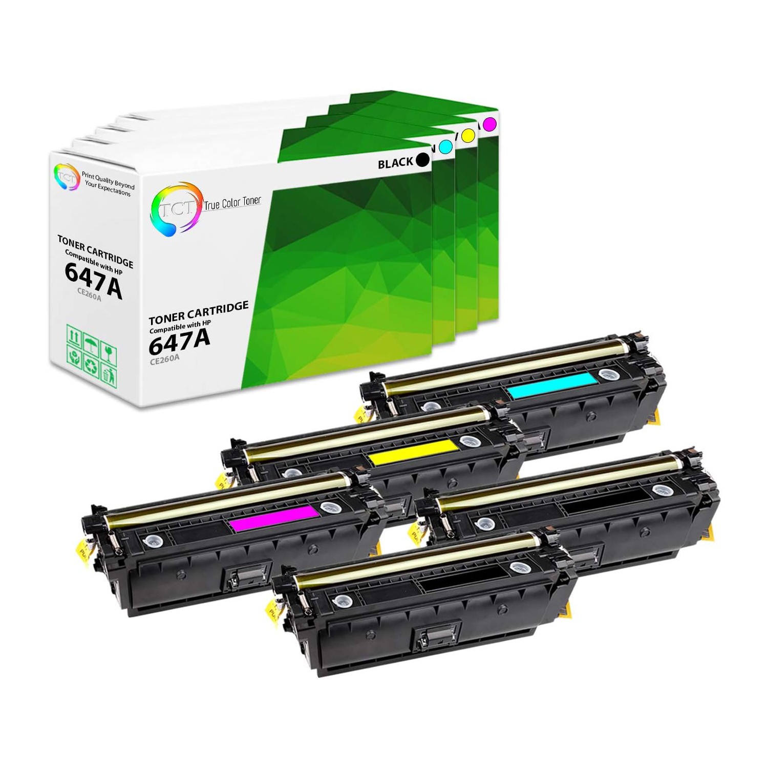 TCT 5PK 647A 648A Toner Set CE260A CE261A CE262A CE263A For HP LJ CP4025 CP4525