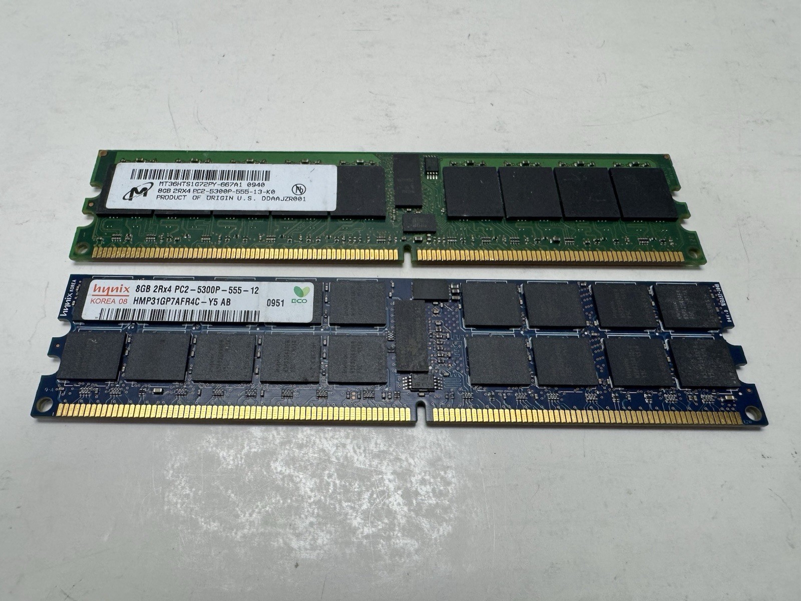 lot of 2 8GB 2RX4 PC2 5300P - 555 ECC Memory micron-Hynix