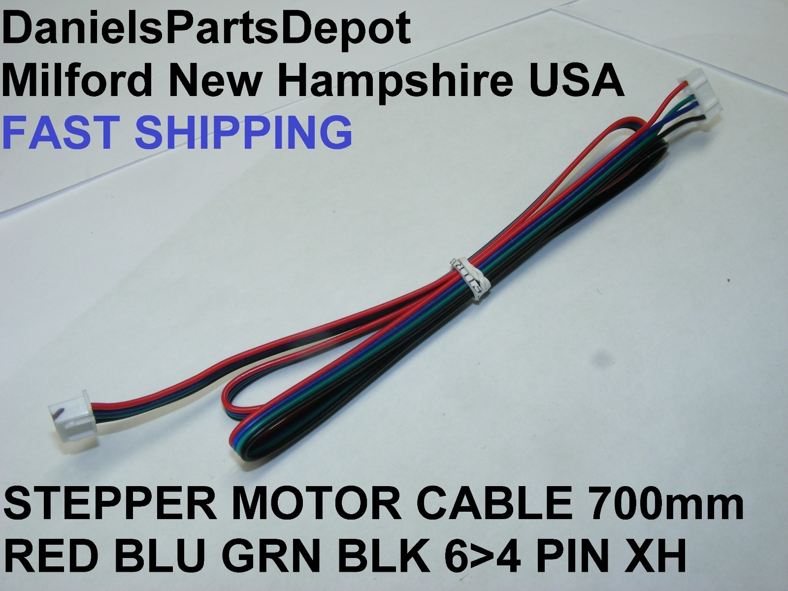 QTY 1 STEPPER MOTOR CABLE 700mm RED BLU GRN BLK 6 PIN2.0 4 PIN XH2.54 3D printer