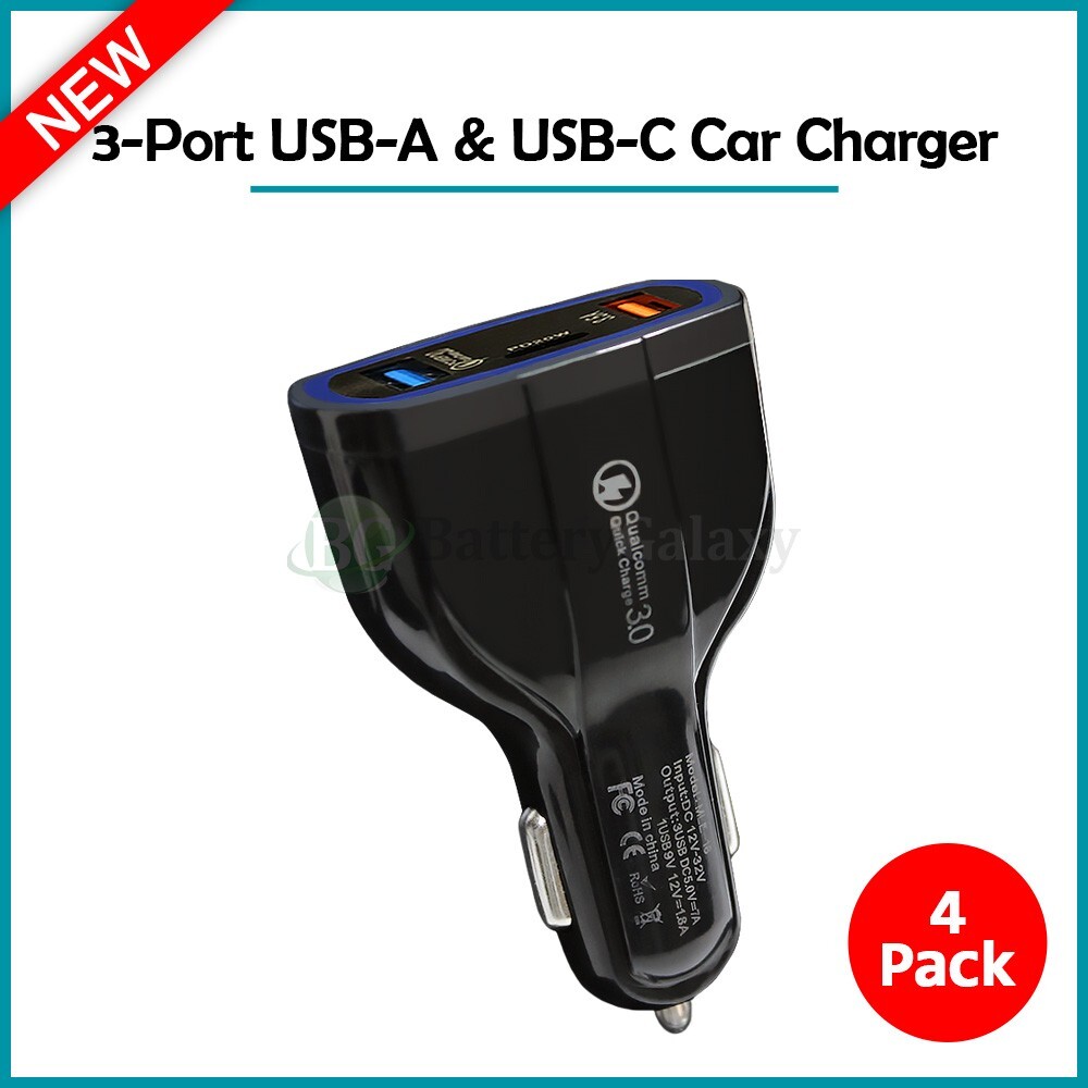 4X Fenzer 3-Port USB Fast Quick Charge CAR Charger QC 30W For Android or iPhone