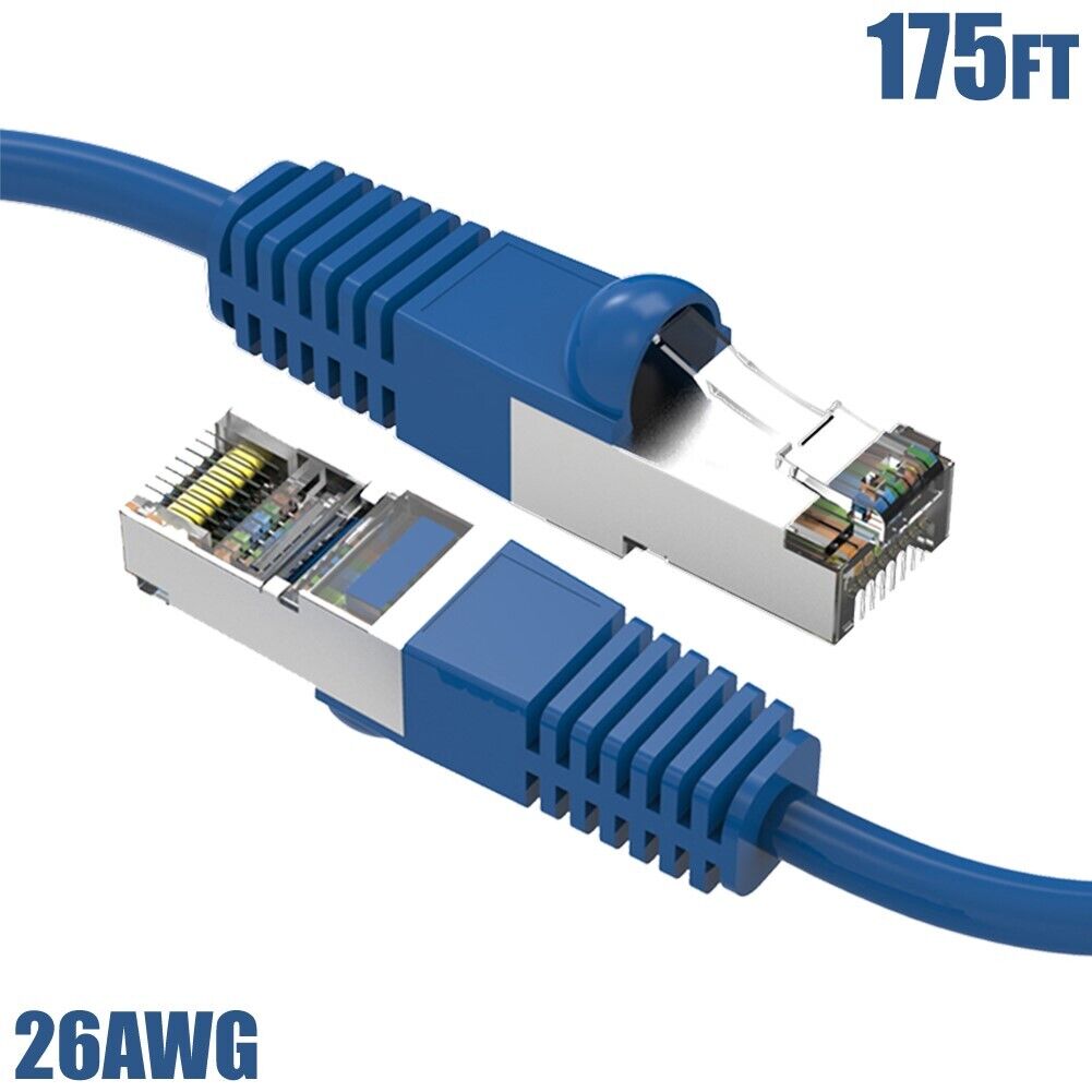 175FT Cat5E RJ45 Ethernet LAN Network FTP Shielded Patch Cable Pure Copper Blue