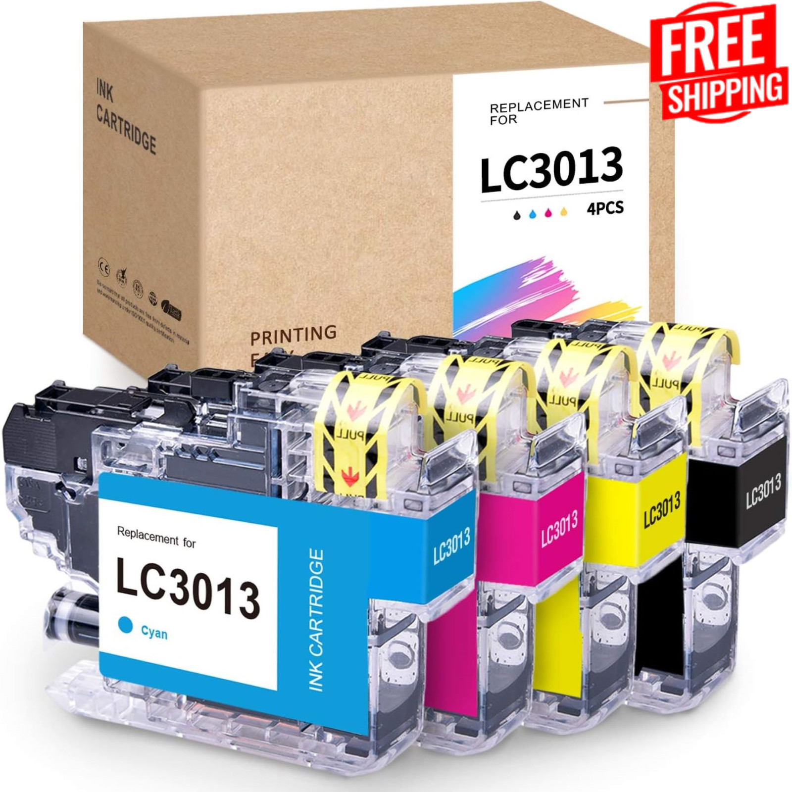 4pk Ink Cartridge for Brother LC3013 LC3011 MFC-J491DW MFC-J895DW MFC-J690DW etc