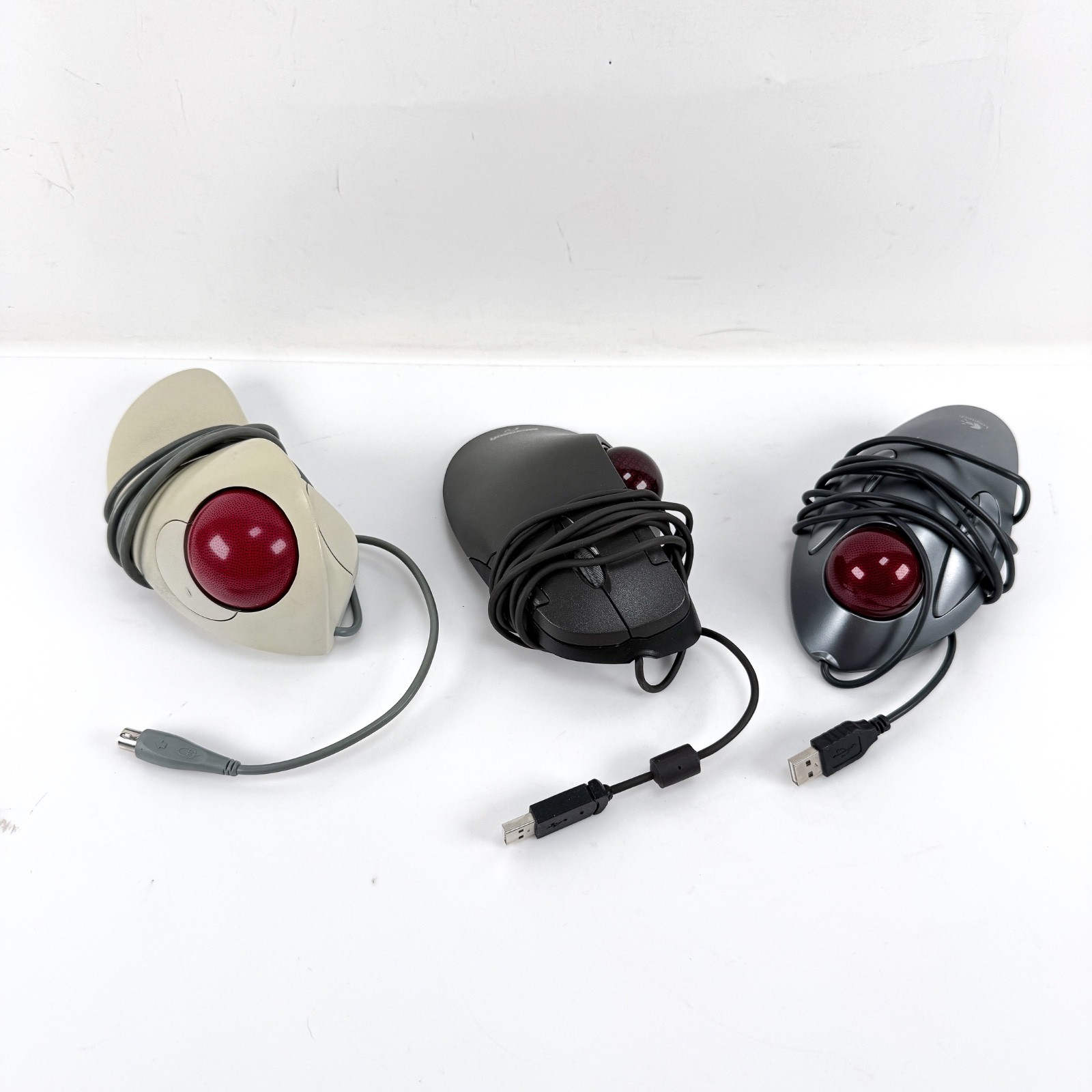 Lot of 3 Vintage Trackball Mouse Logitech Trackman Marble FX, T-BC21, Optical 1