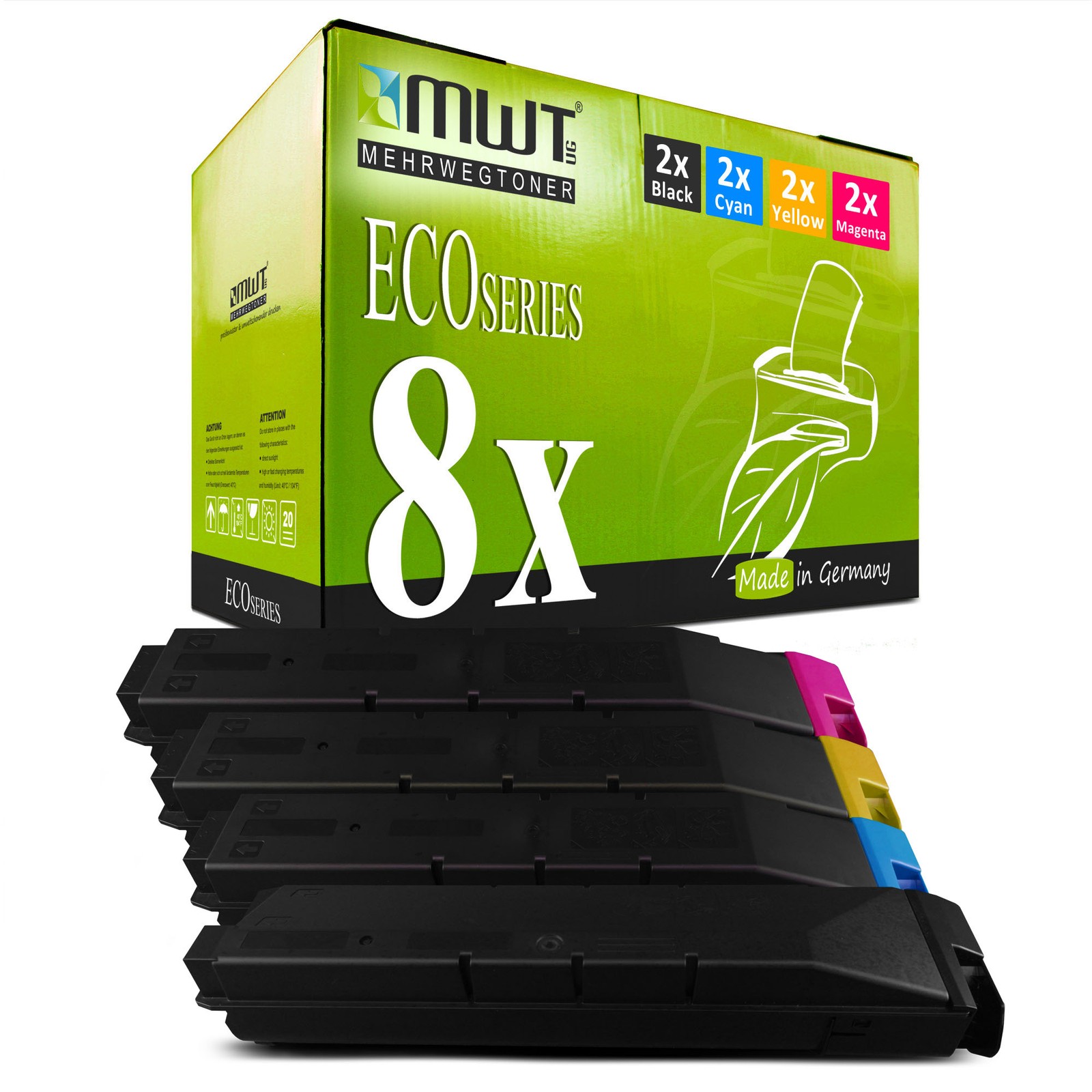 8x MWT Eco Toner replaces Kyocera TK-8600C TK-8600K TK-8600M TK-8600Y