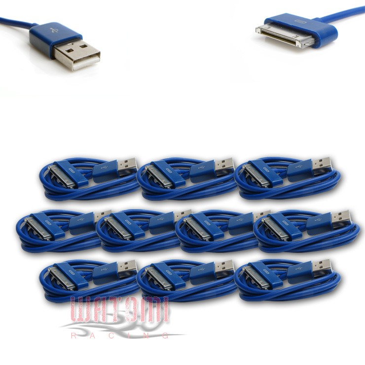10 X USB SYNC DATA POWER CHARGER CABLE APPLE IPAD IPHONE 4S 4 3GS IPOD NANO BLUE