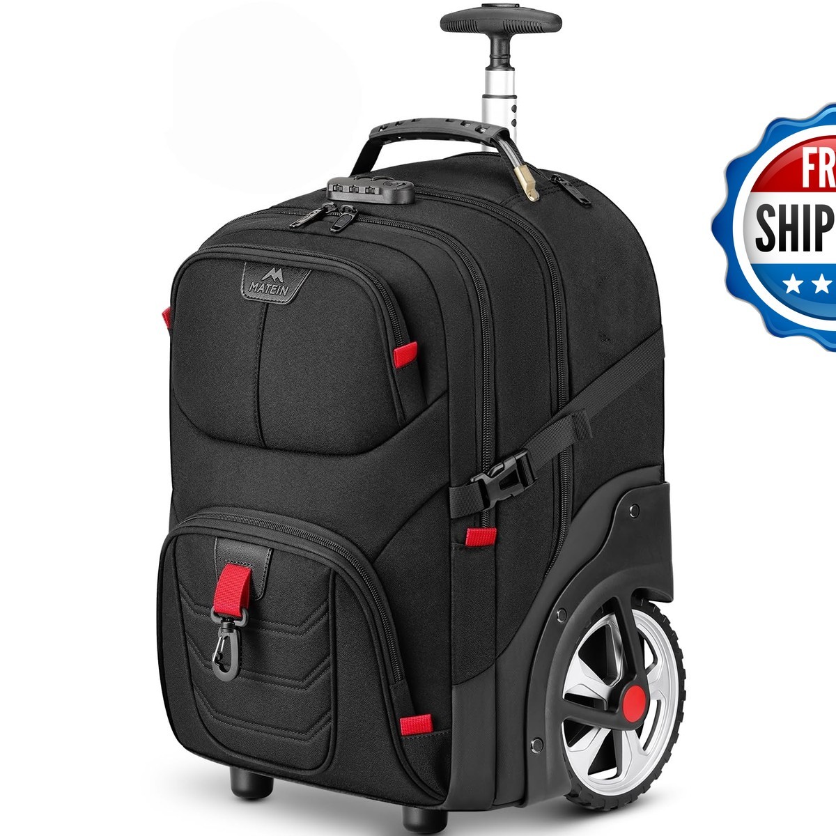 MATEIN 17 Inch Laptop Roller Backpack with Wheels