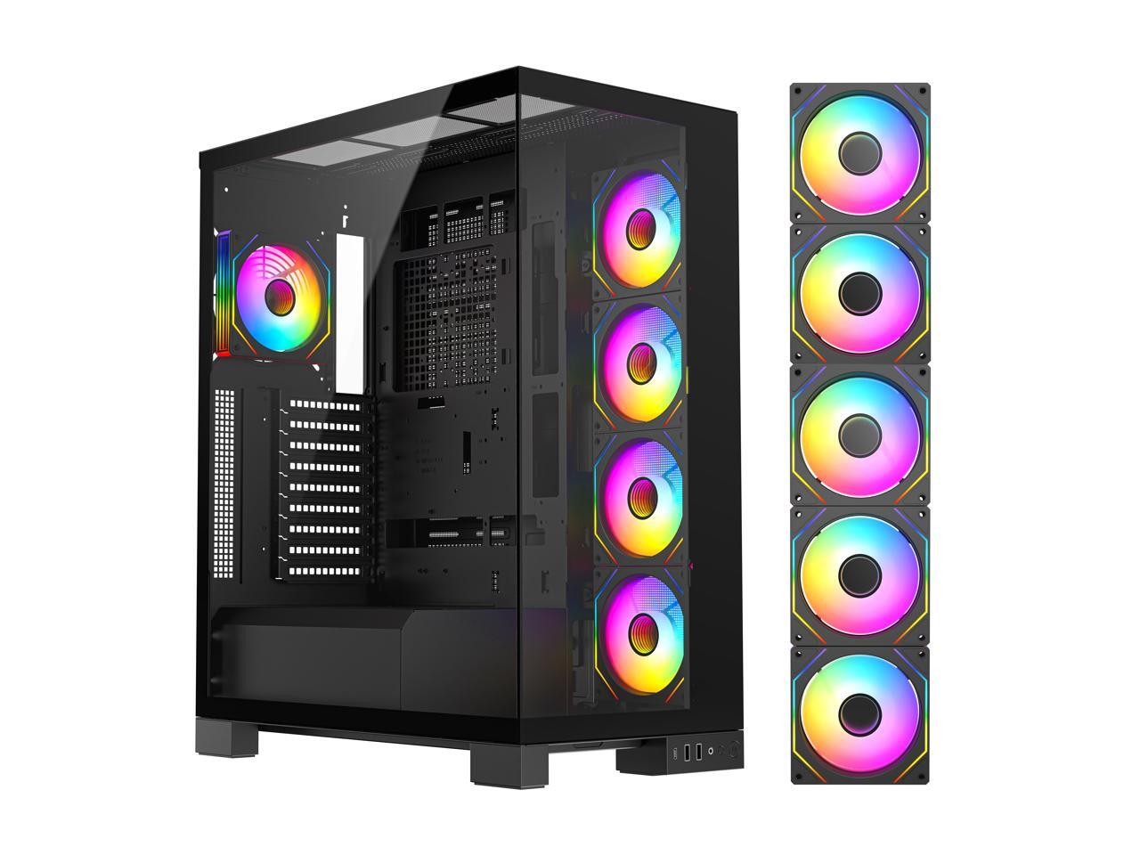 DIYPC  Vanguard-F2-Pro Black Dual USB3.0 and Type C Tempered Glass ATX Full