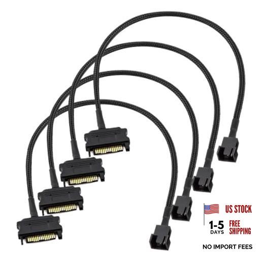 Gebildet 4pcs SATA to 3 Pin / 4 Pin PMW 12V PC Case Fan Power SATA 1 to 1