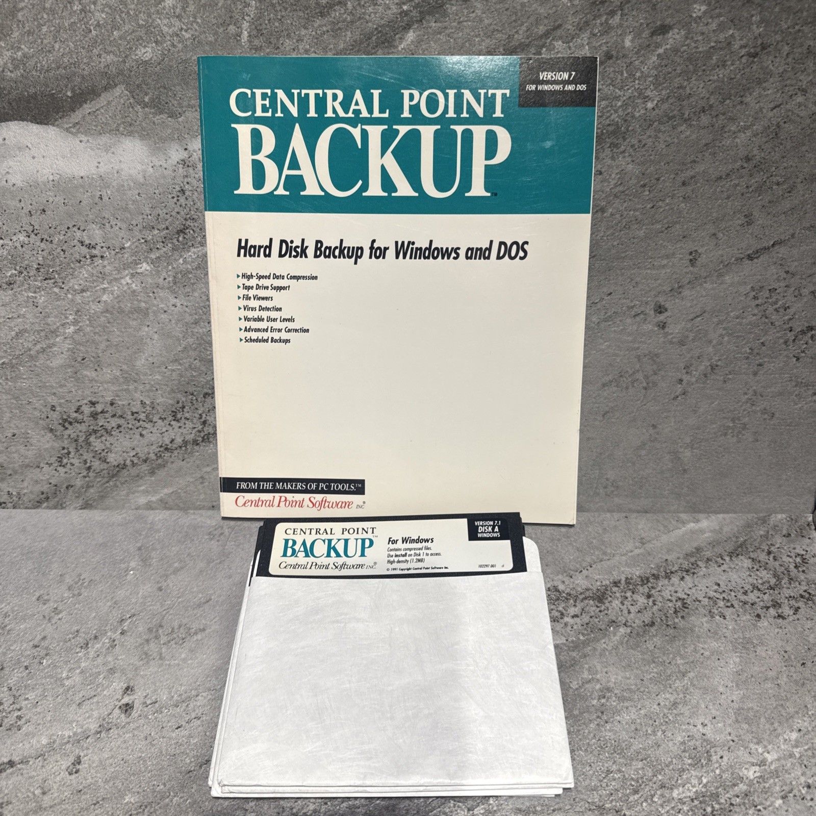 Central Point Version 7.1 Backup Software for Windows 5" Disks No Big Box