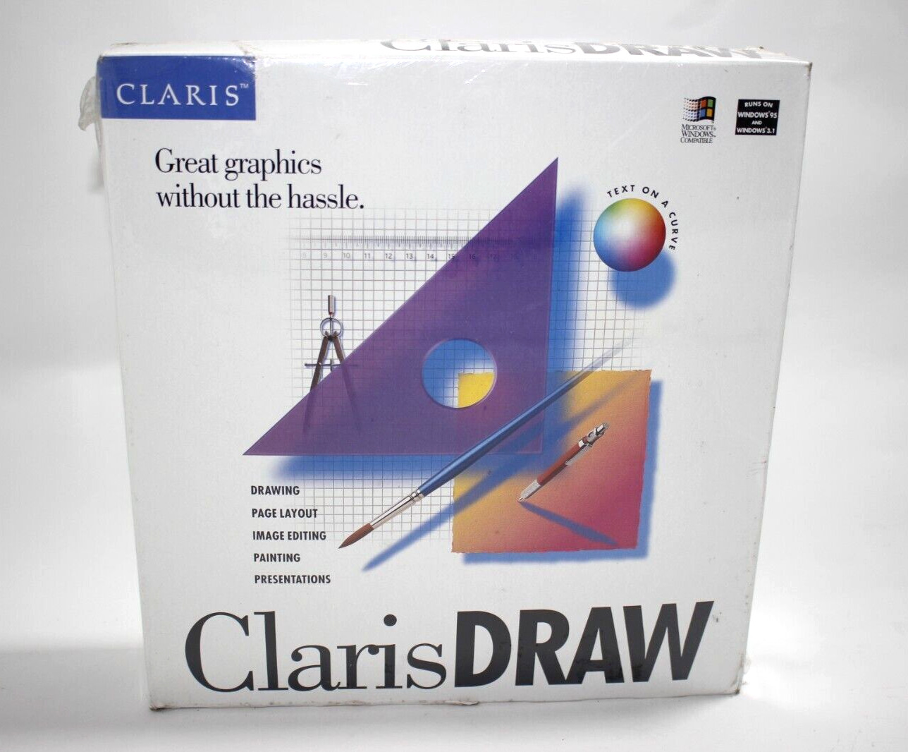 VINTAGE SOFTWARE - CLARIS - DRAW - FOR WINDOWS 95 - SEALED - NEW - NOS
