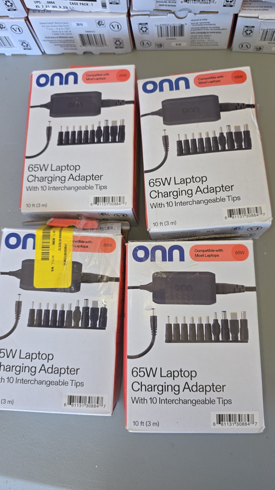 4 pack  Onn Universal 65W  Laptop Chargers Adapter With 10  tips