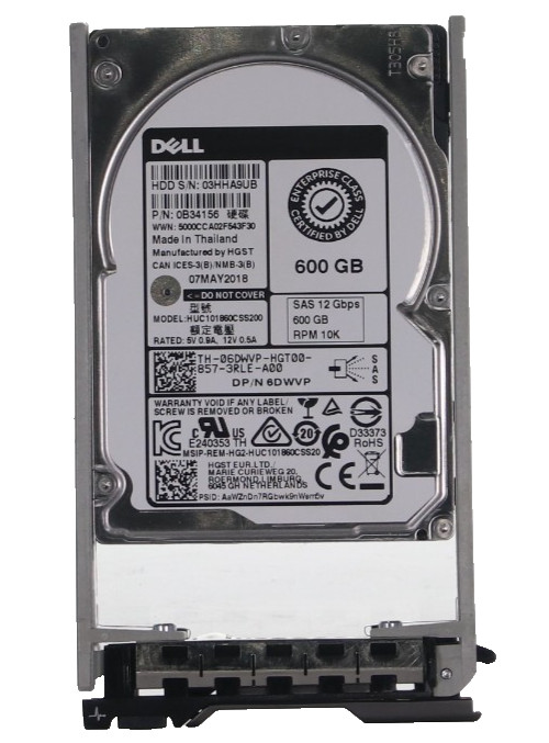 Lot of 2 Dell 6DWVP 600GB 10K SAS 2.5" 12Gbps Hard Drive | HGST HUC101860CSS200