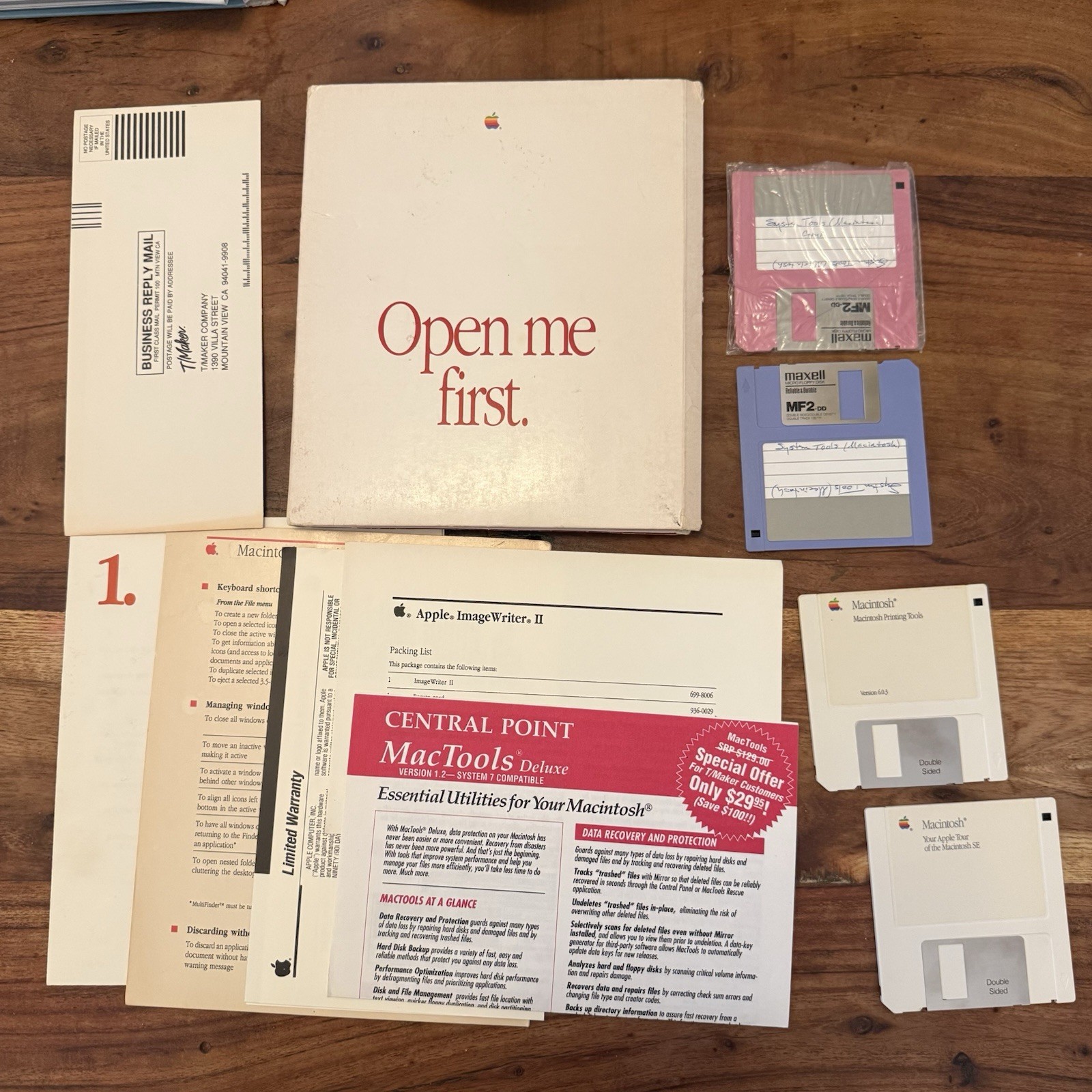 Vintage Apple Mac Macintosh Z/Plus Open Me First 3.5" Disks set Sold As Is