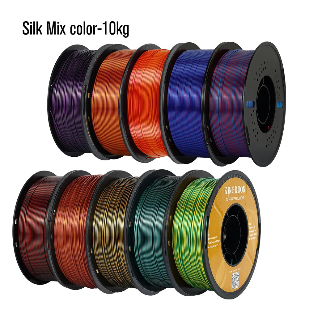 KINGROON Silk Dual-Color PLA 3D Printer Filament 1.75mm 5/10kg Silky