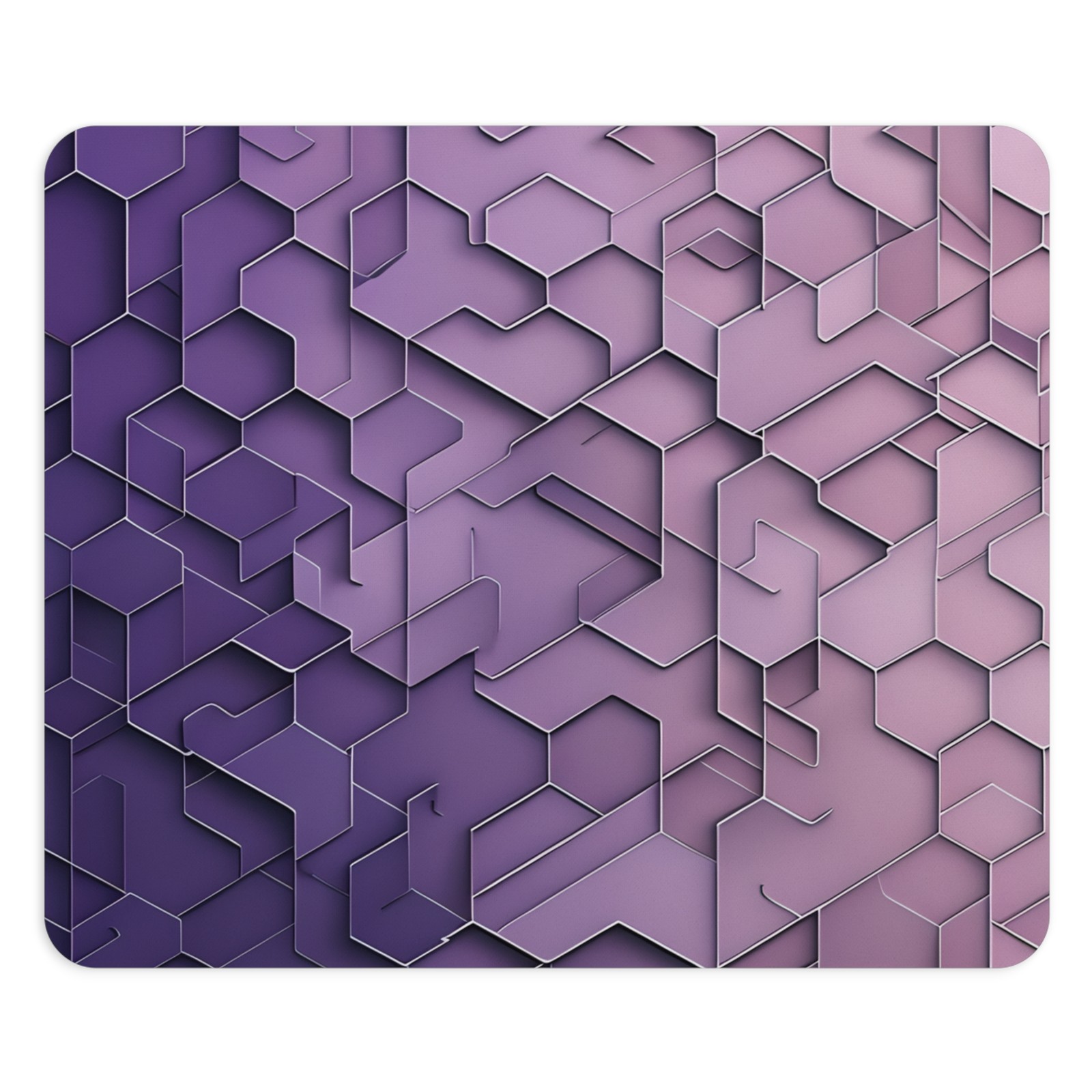 Geometric Hexagon Pattern Mouse Pad | Purple Gradient Tech Desk Mat