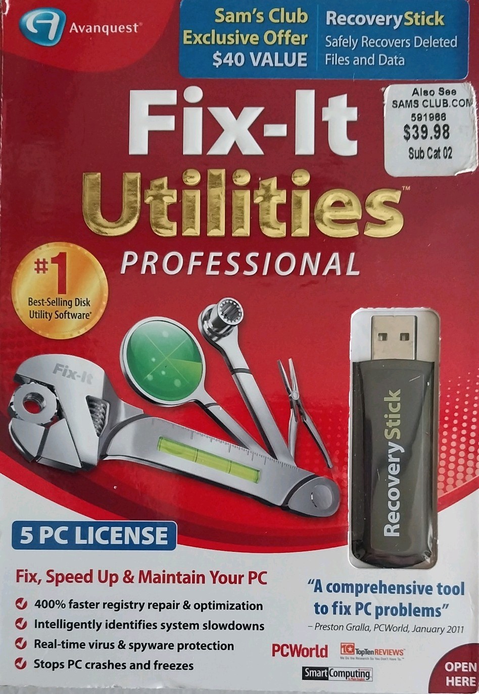 Avanquest Fix-It Utilites Professional 5 PC License + Recovery Stick Windows 7