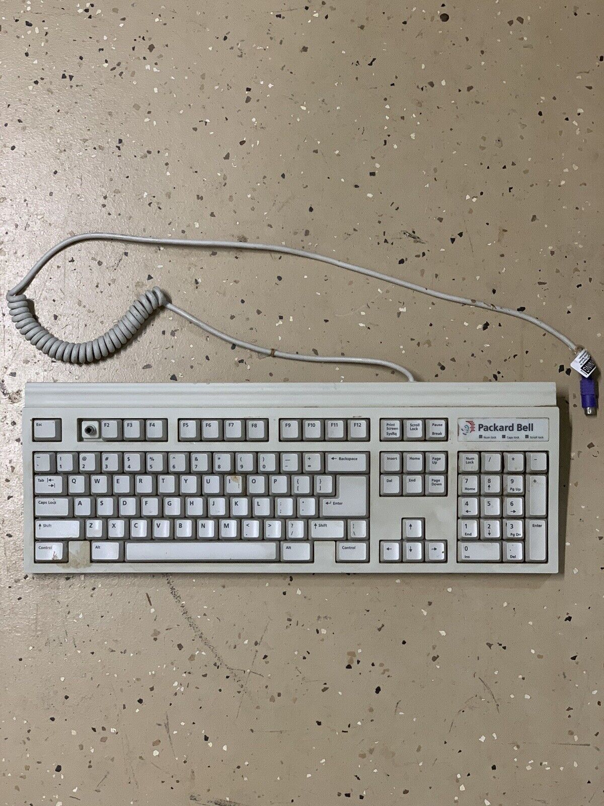 ⌨️Vintage 1980s Packard Bell Clicky Mechanical Keyboard White - VTG Rare 120053