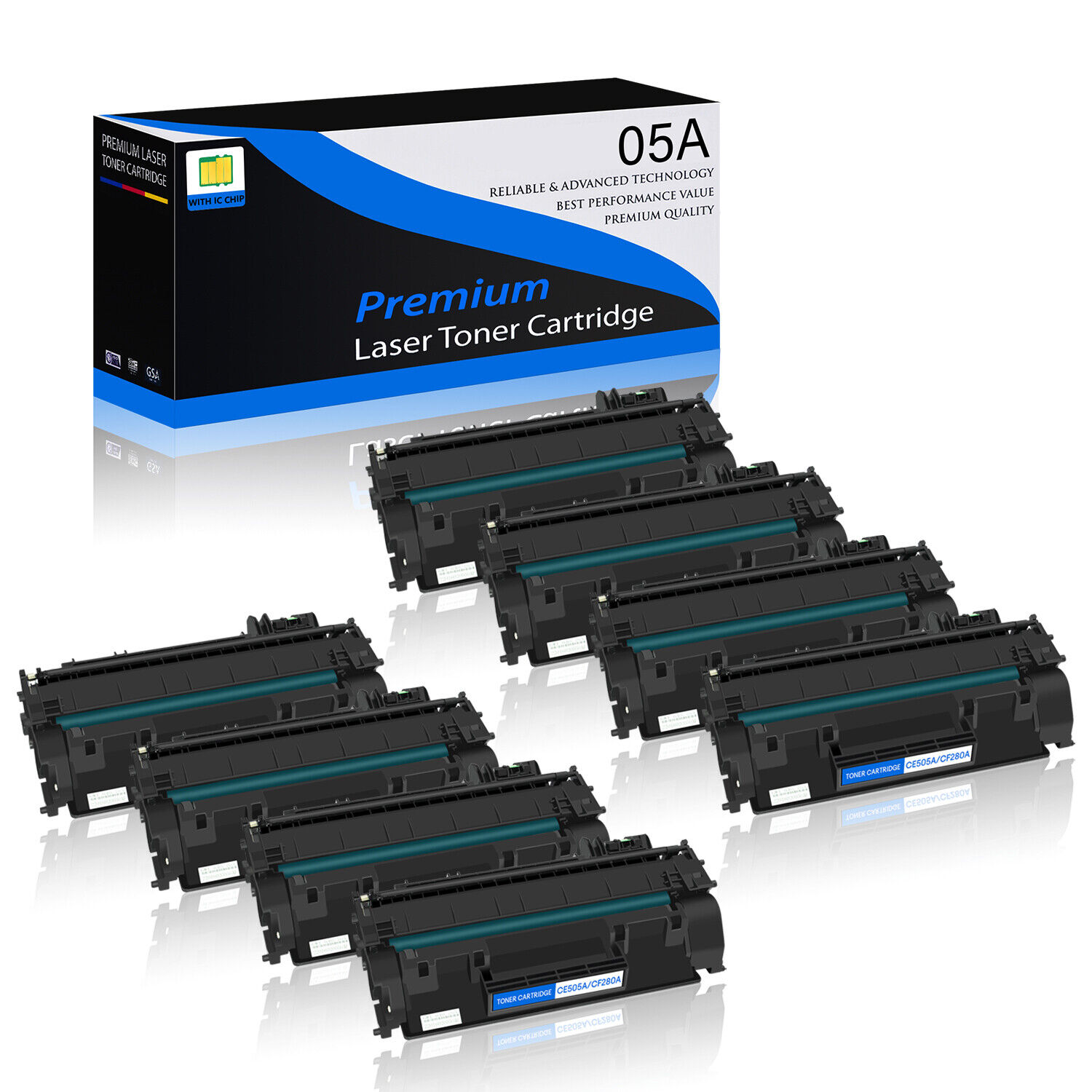 8PK CE505A 05A Black Toner Cartridge for HP LaserJet P2050 P2055 P2055d P2035n
