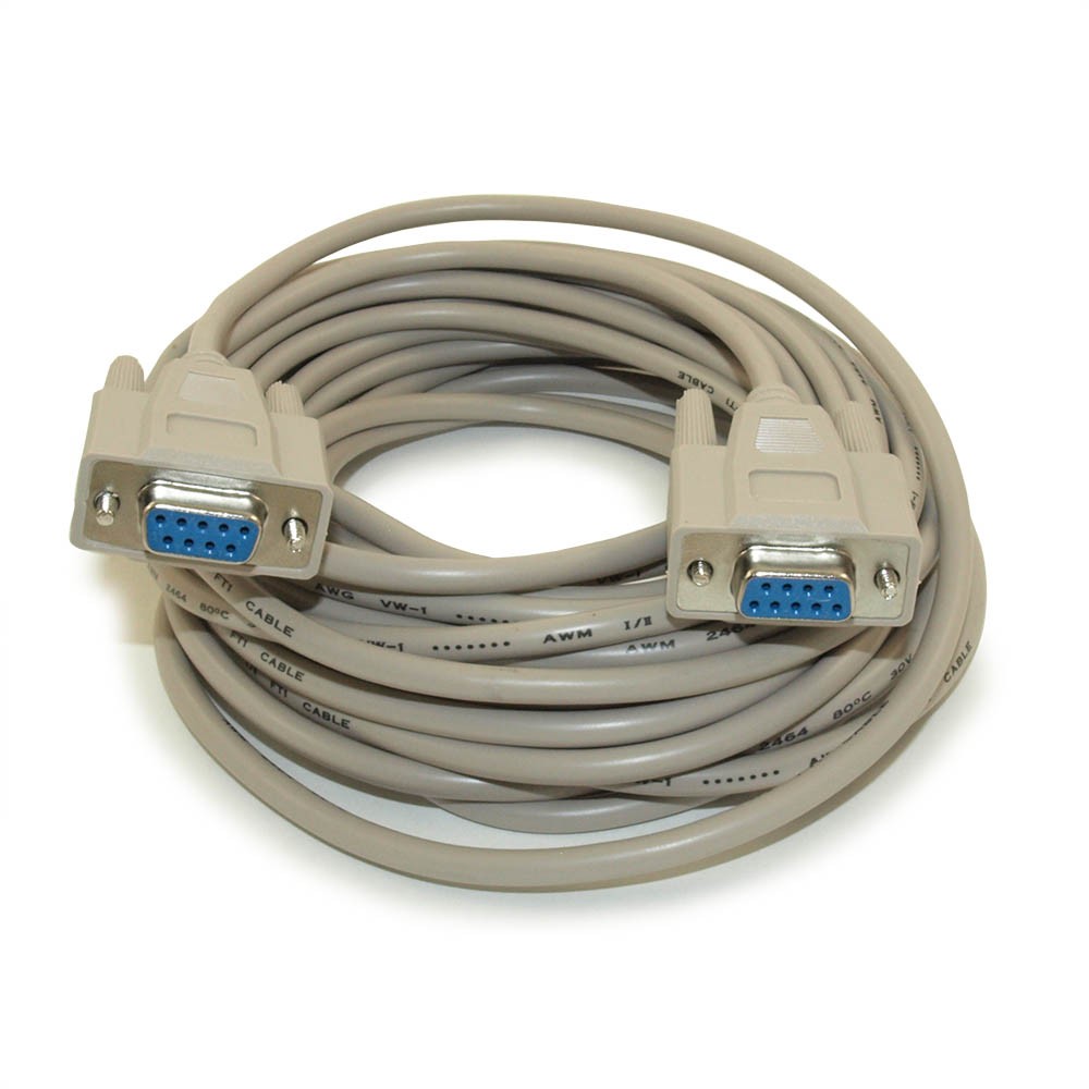 25ft Null Modem Serial Cable DB9 Female to Female RS232 DTE Crossover Cable
