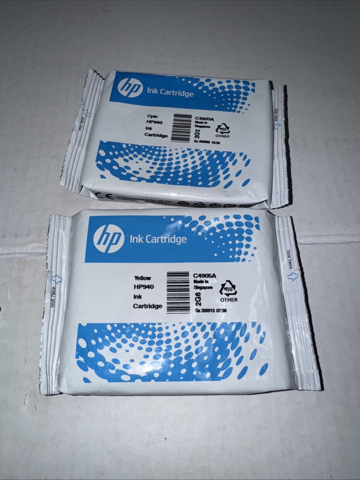 HP Ink cartridges Yellow And Cyan 940, New unopened Sealed