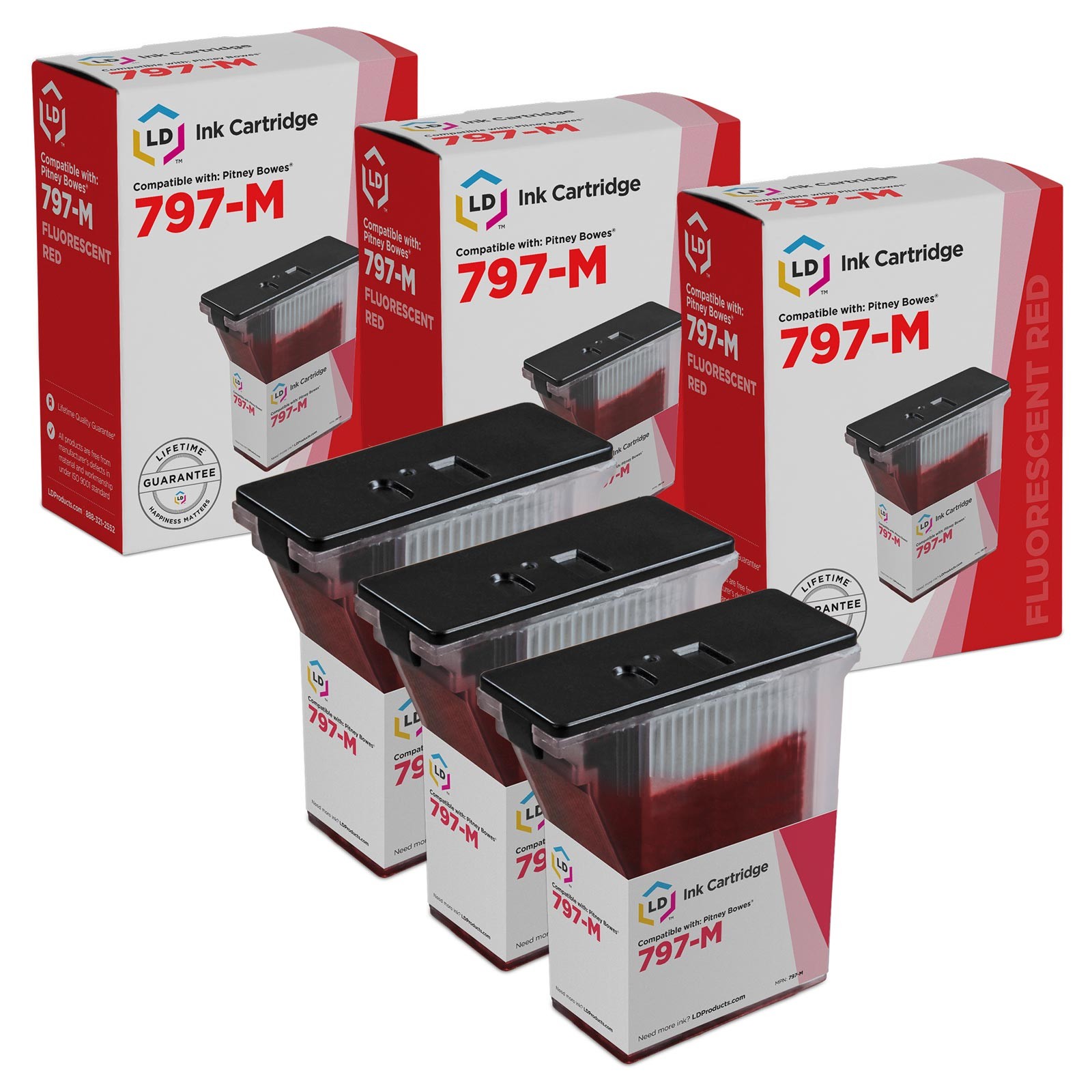 LD Compatible Pitney Bowes Set of 3 797-M Cartridges MailStation2 K7M0