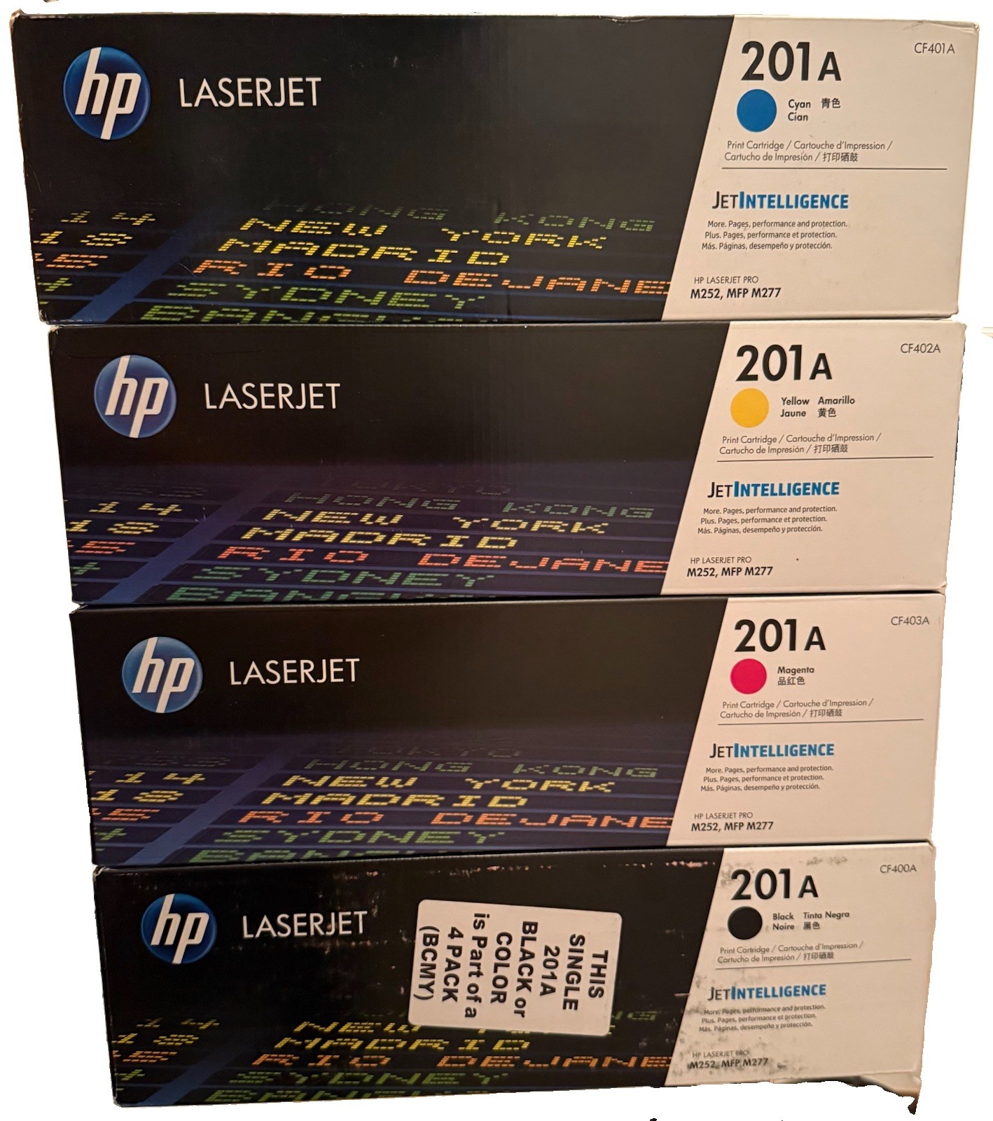 HP 201A  Black Cyan Magenta Yellow Toner Cartridge Pack of 4 New Sealed Box