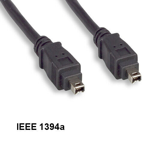Kentek 3 ft IEEE-1394A Firewire 400 4-Pin Male to 4-Pin Male Cord Data DV Black