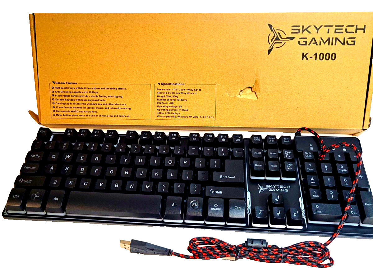 Skytech Gaming K-1000 Wired USB RGB Backlit Anti-Ghosting Keyboard Black