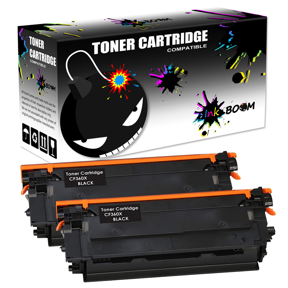 2 Black Toner replace for HP CF360X 508X Color LaserJet Enterprise M553n M577f