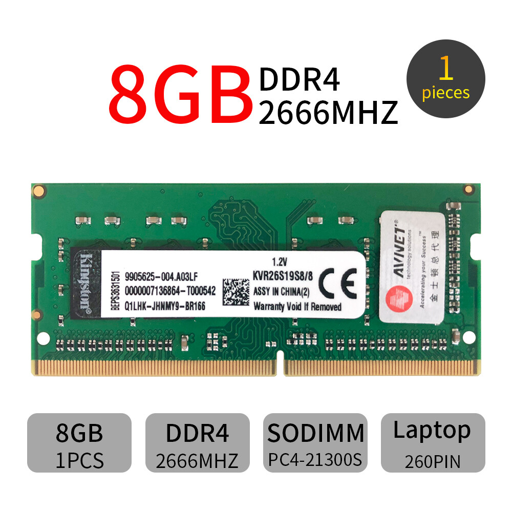 Kingston 8GB DDR4 2666MHz PC4-21300 KVR26S19S8/8 SODIMM 260Pin Laptop Memory RAM