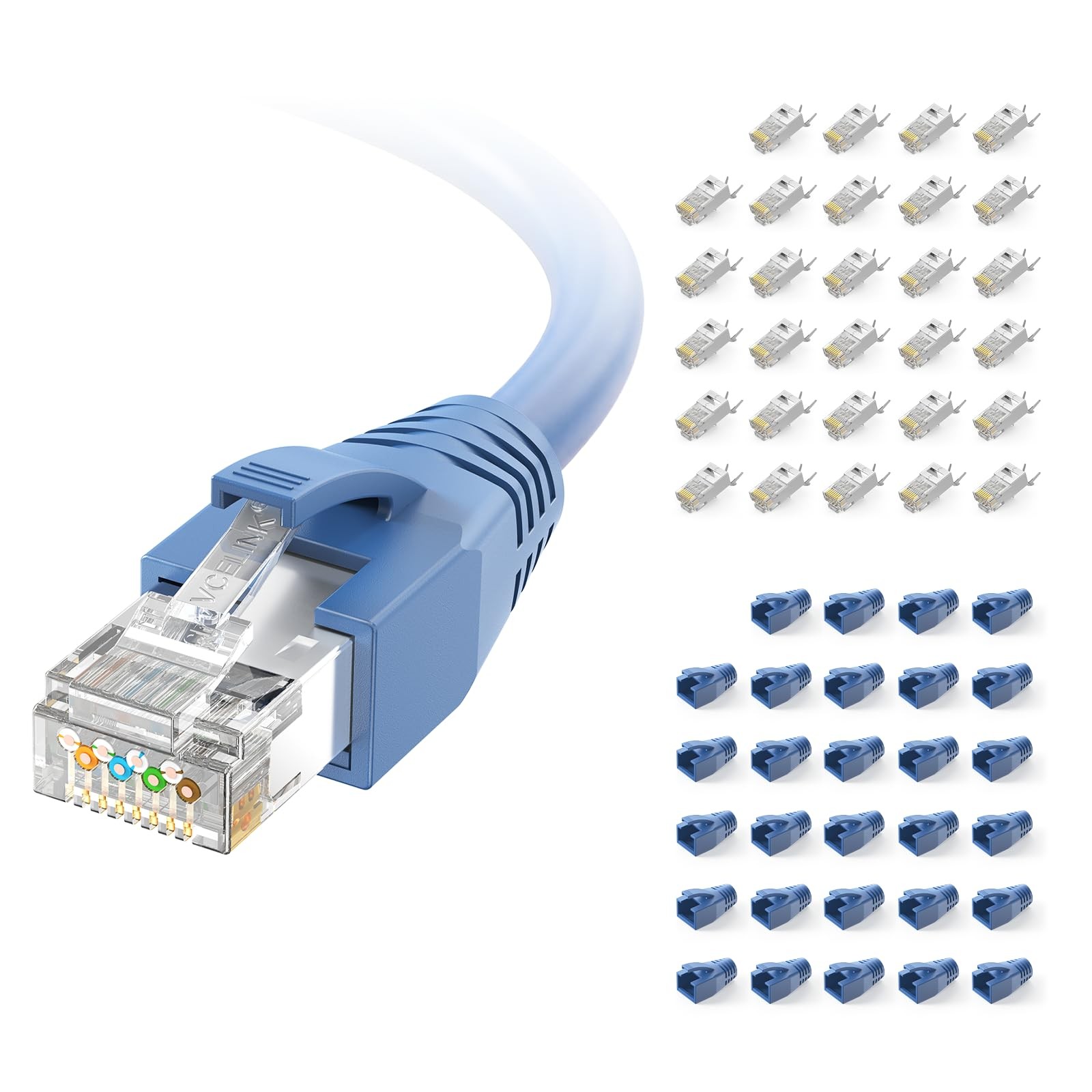 VCELINK CAT6A Connector, RJ45 Connectors Pass Through CAT6A CAT7 Shielded, UL-Li