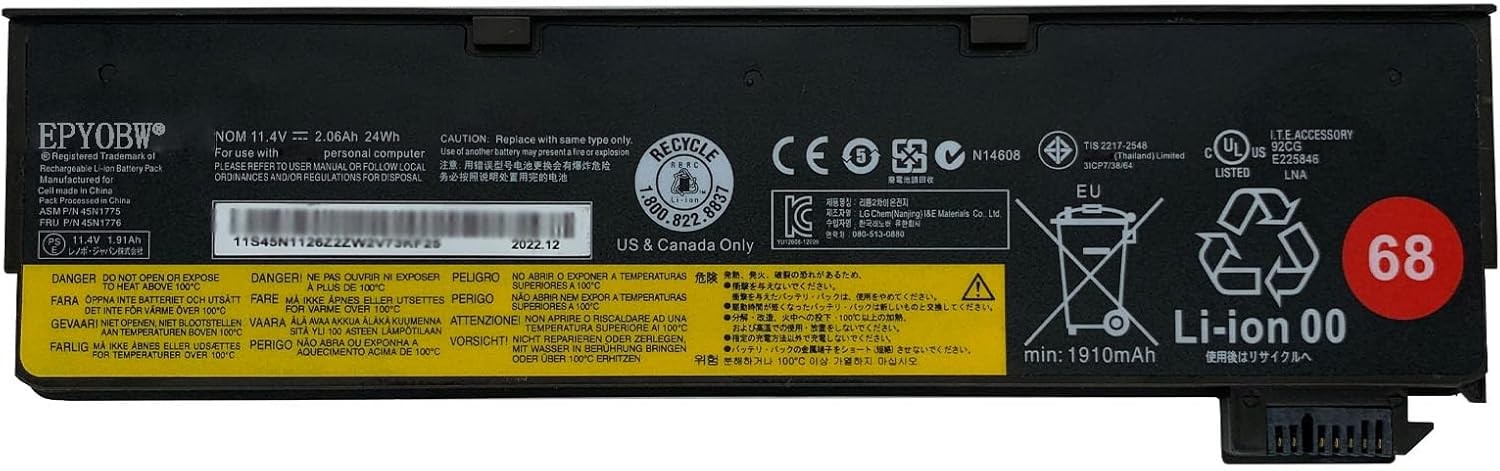 45N1775 Laptop Battery 24Wh 45N1776 45N1122 45N1123 45N1124 Compatible