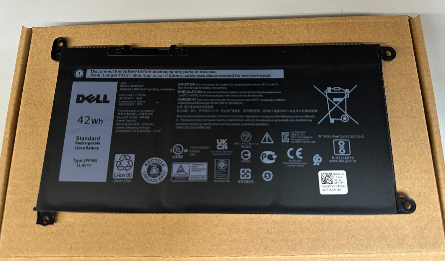 Genuine OEM 42WH JPFMR Battery For Dell Chromebook 3100 3180 5190 2-in-1 7T0D3