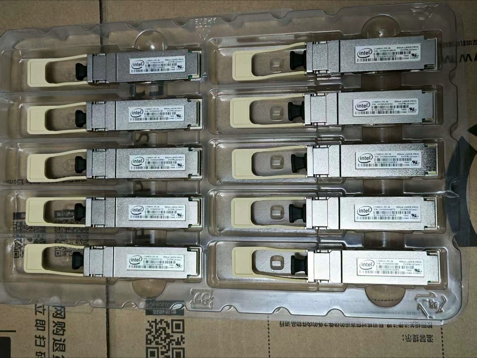 1PC Intel LTA8531-PE-IN E100GQSFP28SRX QSFP28 Module 100GBase-SR4 850nm Optical