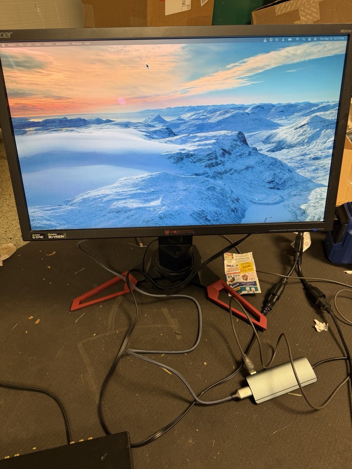 ACER 24" Predator 1080P XB241H Gaming Monitor Nvidia G Sync 180hz Used