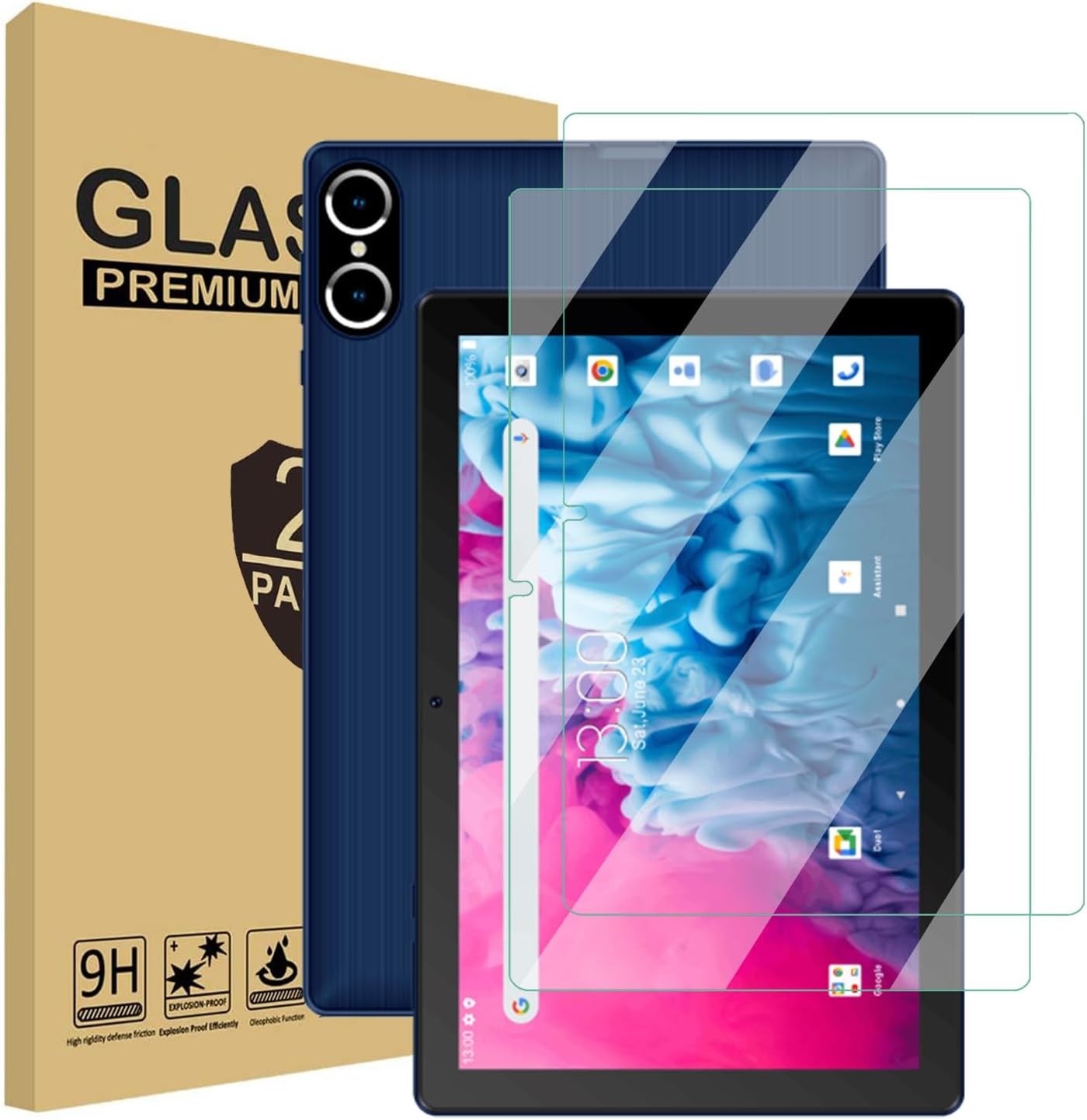 2 PCS Tempered Glass Screen Protector for VORTEX BTAB10 Tablet, Scratch Resistan