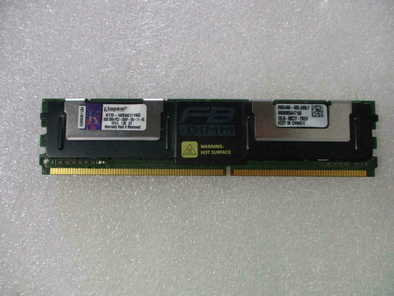 Kingston 8GB 2RX4 PC2-5300F KTD-WS667/16G K2 Server Memory (B1353)