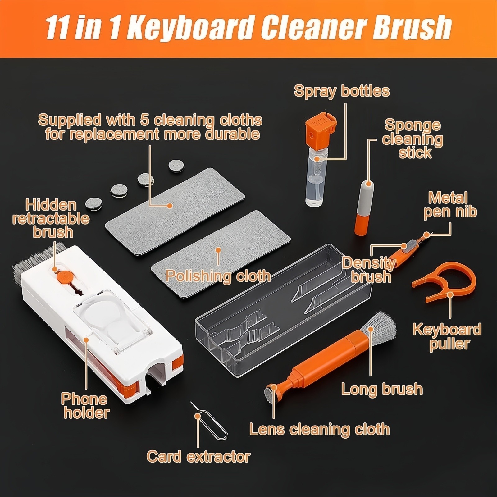 11in1 Keyboard Cleaning Kit Screen Brush Earphone Dust Tool