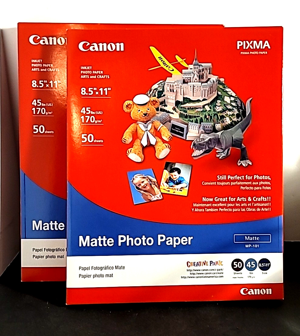 Canon Pixma Matte Photo Paper 8.5x11 50 Sheets 45lbs - Lot of 2