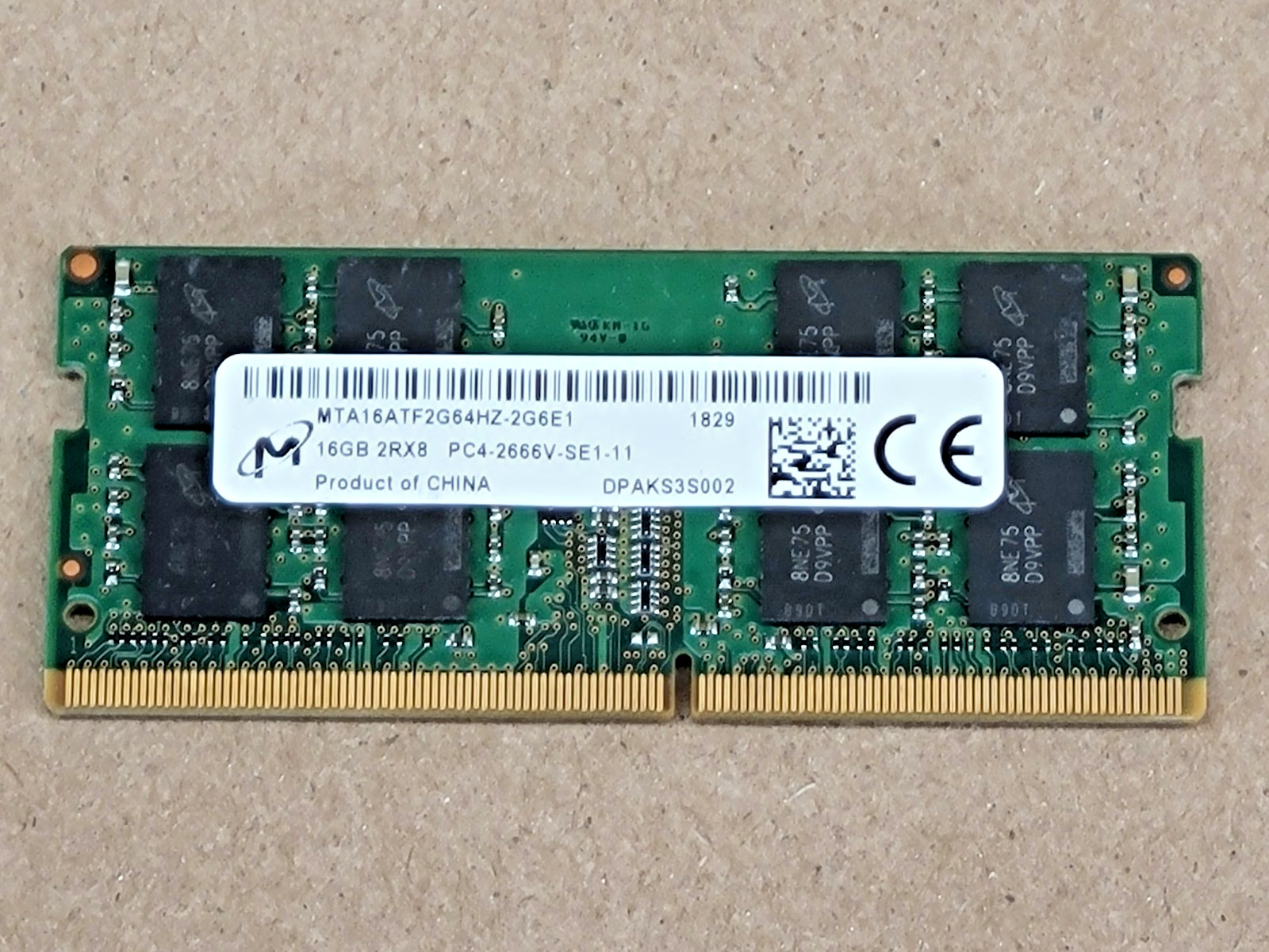 Micron 16GB PC4-2666V DDR4 SODIMM Laptop RAM MTA16ATF2G64HZ-2G6E1