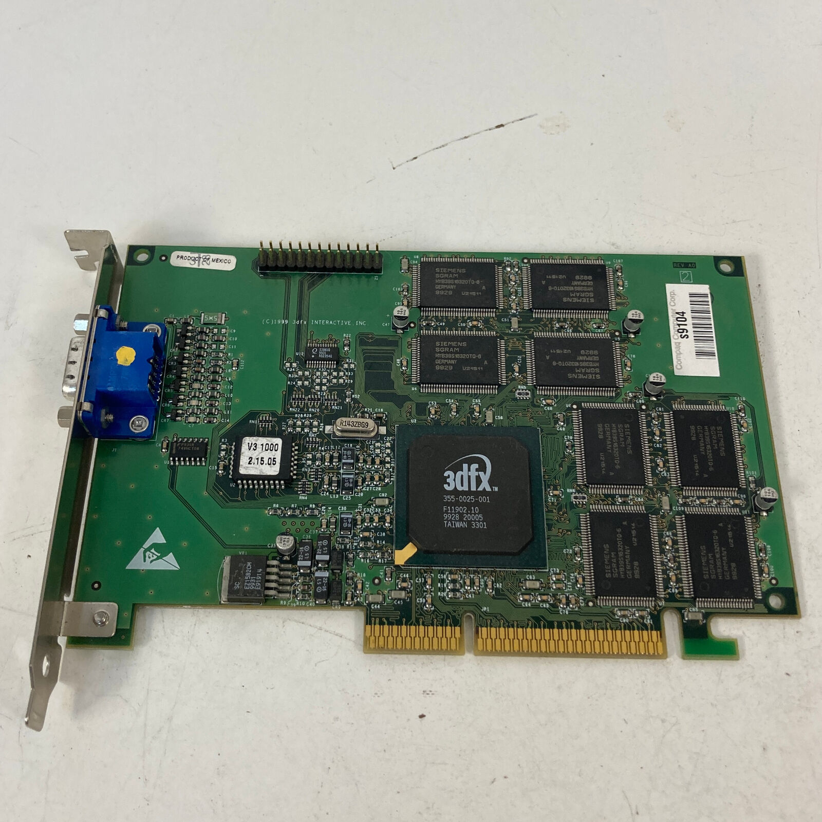 3DFX VooDoo 3 1000 Memory 16 MB SGRAM Video VGA Card 1999