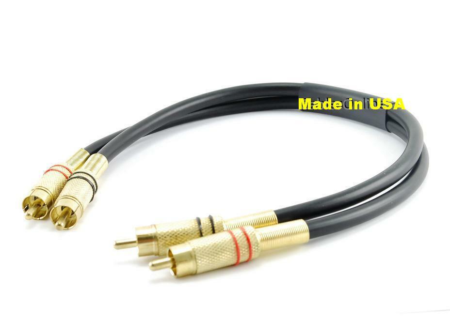 1ft Premium 2-RCA Male to Male Gold-Plated Audio Cable, US Custom Made Cable **