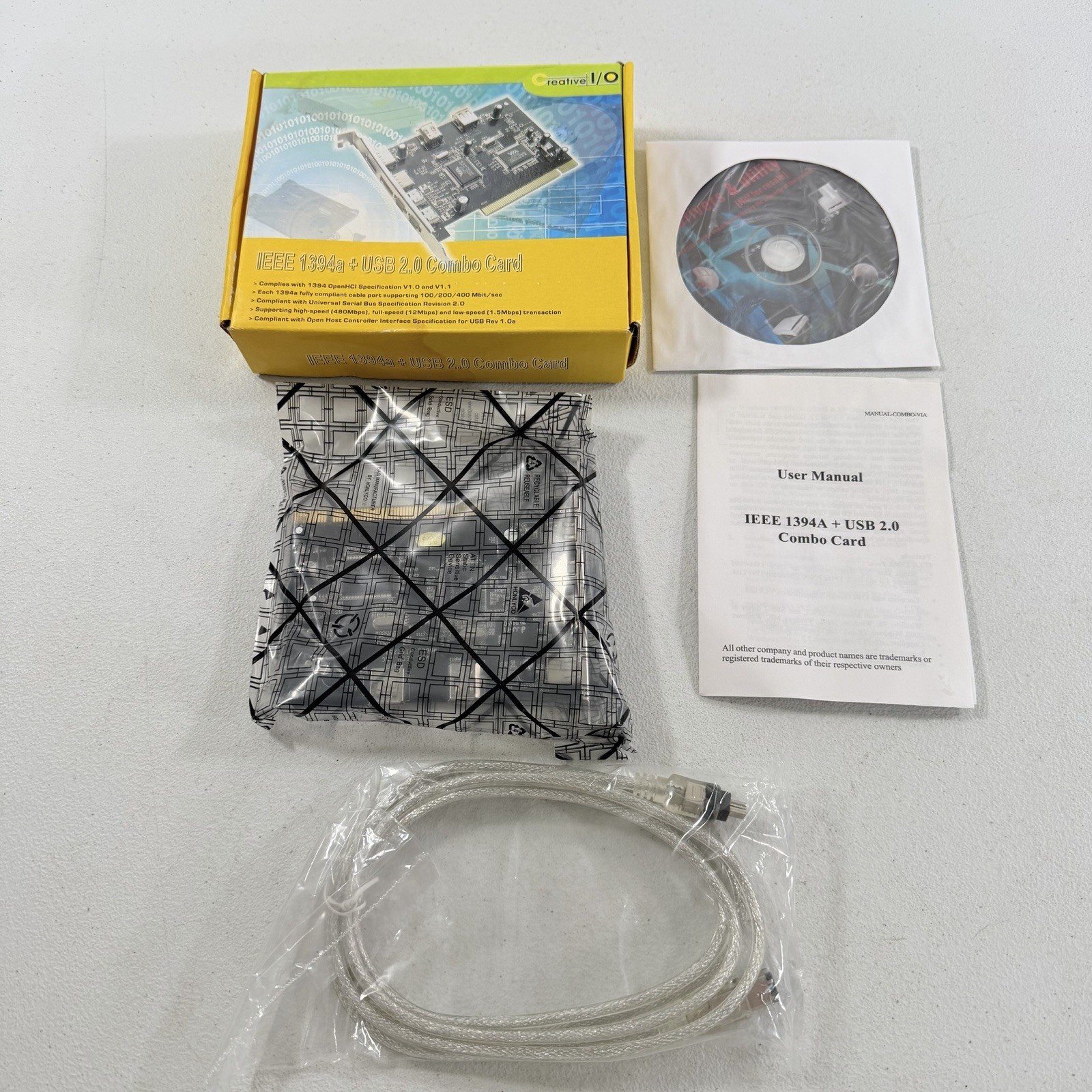 Creative I/O IEEE 1394a + USB 2.0 Combo Card 2 External & 1 Internal Port- New