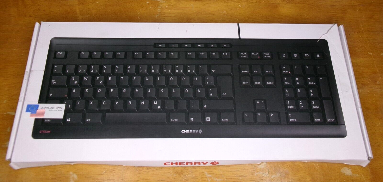 Cherry Stream JK-85 Black US International QWERTY Corded Multimedia Keyboard