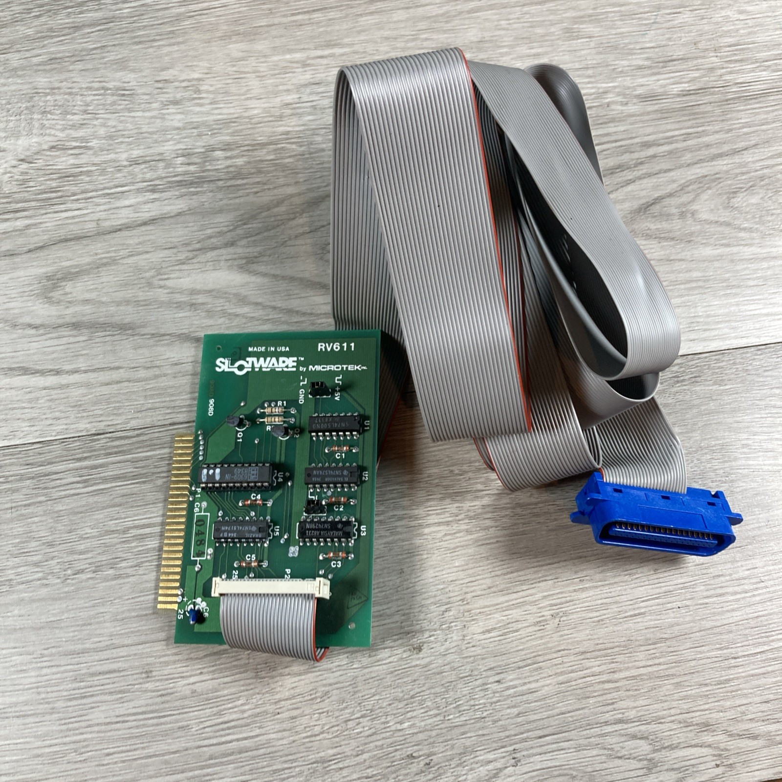 Microtek Slotware RV611 ISA Interface Card with Ribbon Cable Vintage 1983