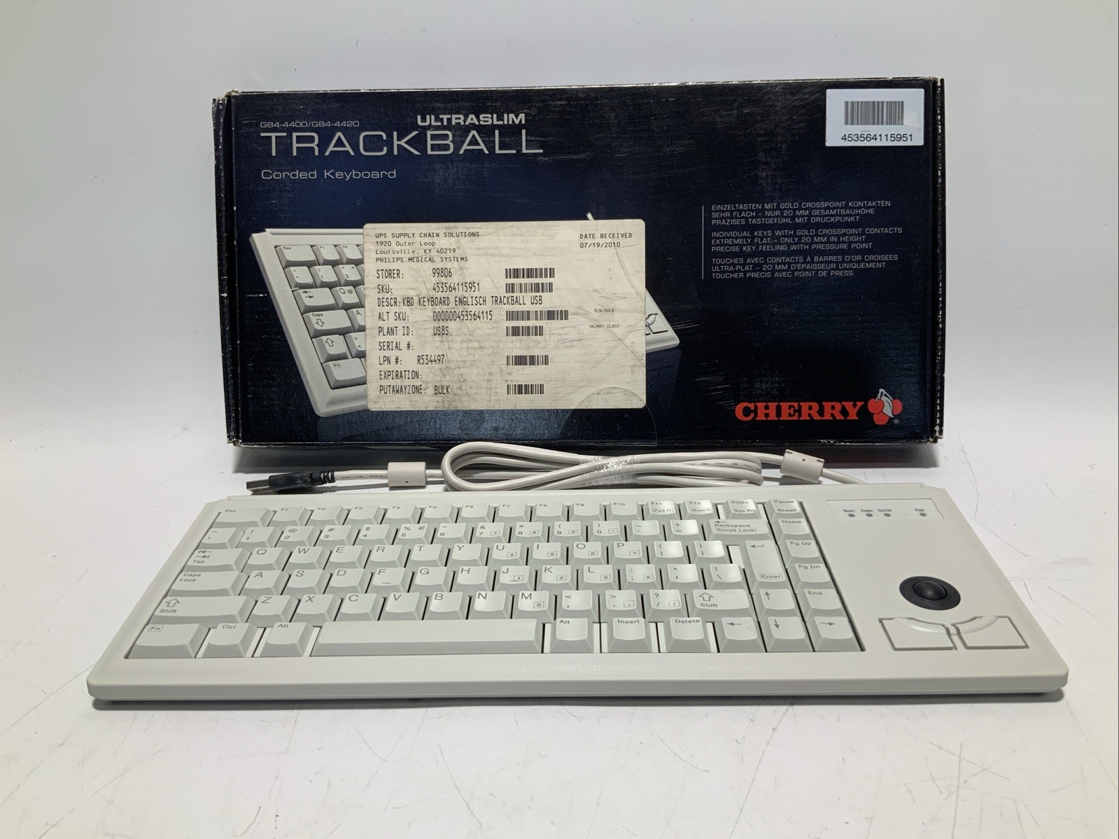 NEW CHERRY ULTRASLIM TRACKBALL CORDED KEYBOARD G84-4400/G84-4420